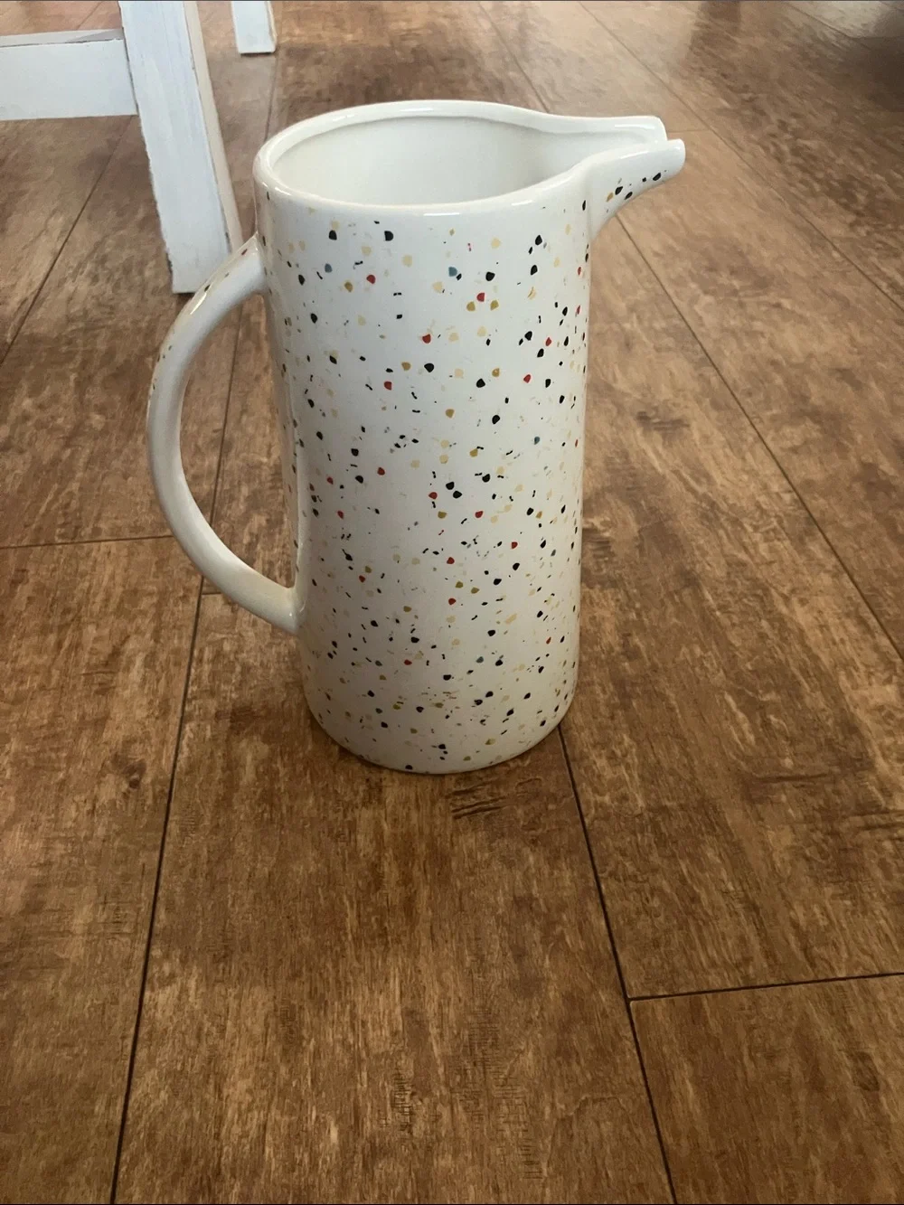 Fall Speckled White Ceramic Pitcher with Multicolor Confetti